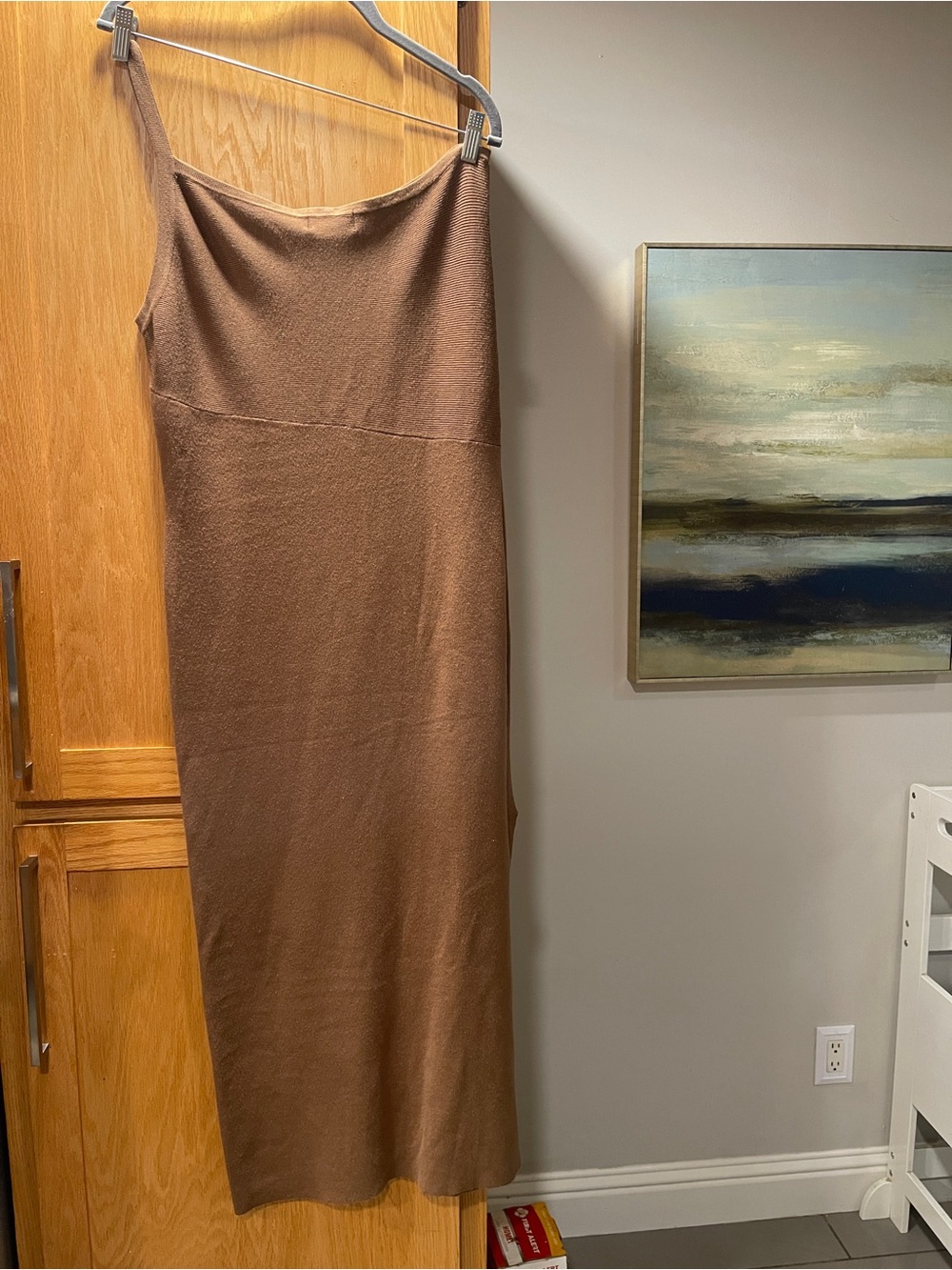House of Harlow 1960 One-Shoulder Knit Maxi Dress in Copper Brown - Picture 3 of 3